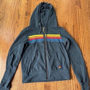 Aviator Nation - 5 Striped Hoodie - Charcoal - Adult XS